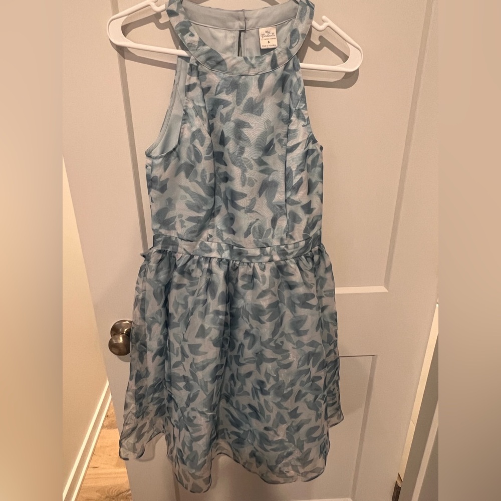 LC Lauren Conrad Cinderella Teal Leaf Print Midi Dress